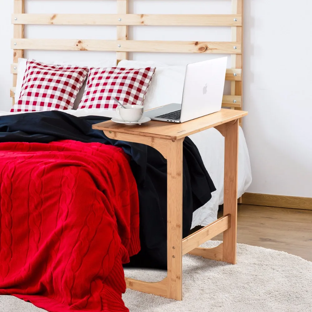 Giantex الخيزران أريكة الجدول مكتب للحاسوب شخصي القهوة وجبة خفيفة نهاية الجدول طاولة جانبية للسرير المنزل مكتب HW59432