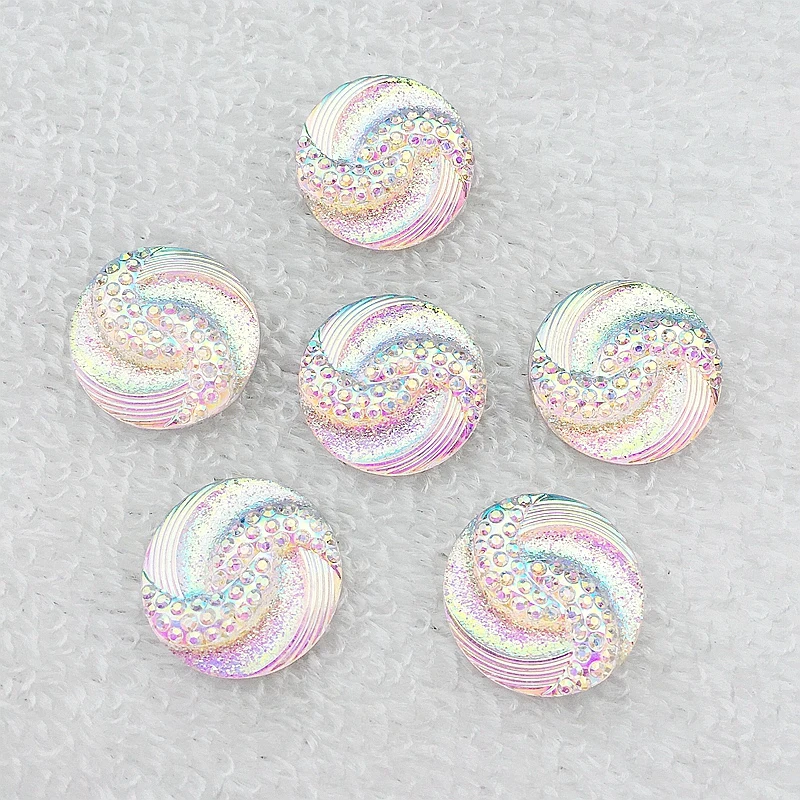 

100pcs 20mm Clear Round AB Resin Rhinestones Flatback Stone buttons-B060*5
