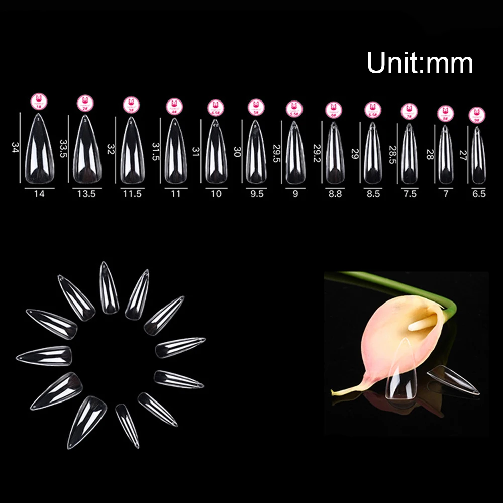 504 шт Профессиональный бесследный салонный арт накладные кончики удлиненные коготь острые ногти-стилеты для наращивания ногтей маникюр арт пресс на поддельные ногти