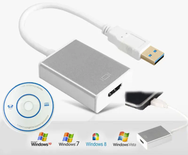 USB3.0 к HDMI HD 1080 P видеокабель, адаптер конвертер для портативных ПК 5,0 Гбит/с, высокая Скорость коробка передач с компакт-диска