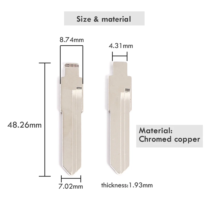 Quality chromed copper material uncut car blank key blade No 01 3pcs/pack