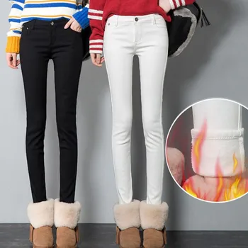 

New Fashion Women Candy Color Cotton Pants Plus Size High Waist Button Pants Elastic Warm Pants Long Pants Female Casual Pencil