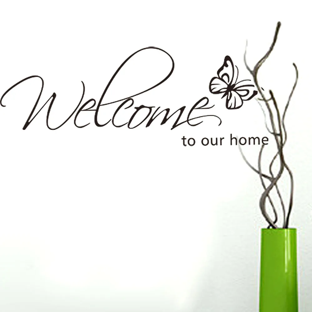 New Removable Welcome To Our Home Quote Butterfly Wall Decal Sticker Home Decor