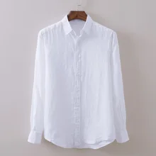 

Linen Men's Shirts Long Sleeve slim fit white gray Casual Business Shirts Flax Social dress shirt for men camisa masculina BK60