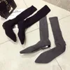 Over The Knee Women Boots Autumn Winter Boots Fashion Knitting Sock Boots Pointed Toe Flats Shoes Female Thigh High Boots ► Photo 2/6