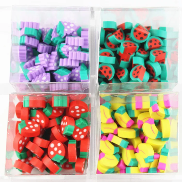 80pcs / lot pupils school stationery toys lovely fruit mini eraser