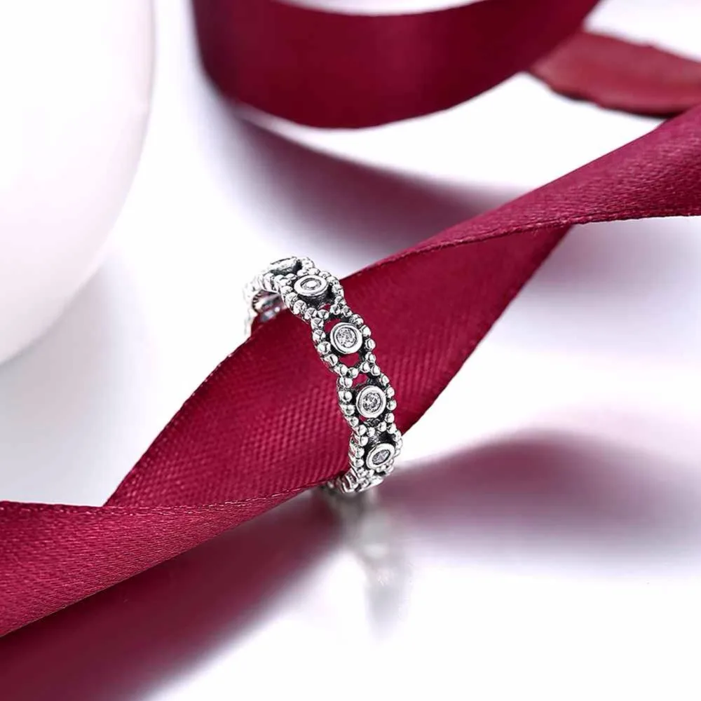 Solid 925 Sterling Silver Ring Vintage Style Cubic Zirconia Fashion OL Jewelry Rings For Women New 2017 (JewelOra RI102612)