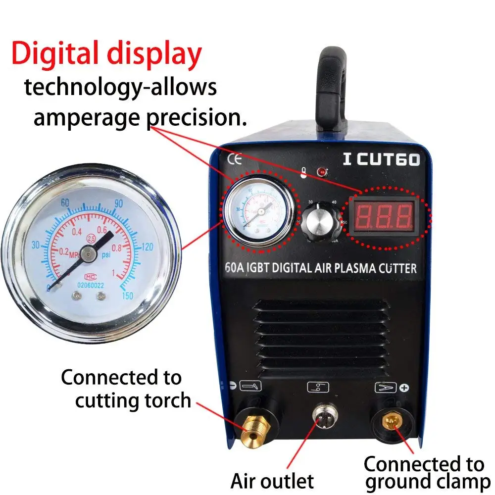 Plasma Cutter Plasma cutting machine 60A 20MM Cut IGBT Inverter Digital HF Scrach Start Cutting Machine ICUT60