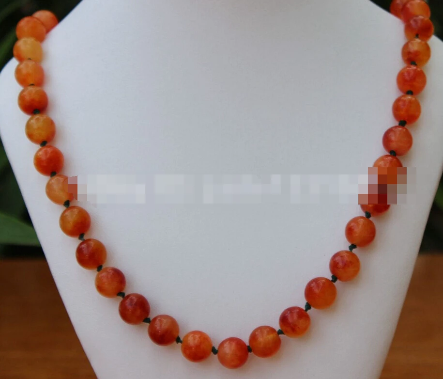 

0094 INCH FASHION BEAUTIFUL CHINA YELLOW ORANGE JADE GEMS NECKLACE