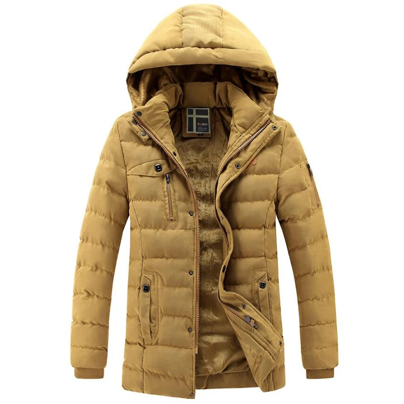 Зимняя утепленная парка мужская повседневная верхняя одежда ветрозащитная Флисовая теплая длинная куртка мужская зимняя куртка с капюшоном отстегивающаяся мужская теплая одежда