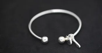 

Uglyless Real S990 Fine Silver Lock Key Charms Bangles for Women Lovely Balls Opening Bangle Simple Fashion Handmade Dress Jewel