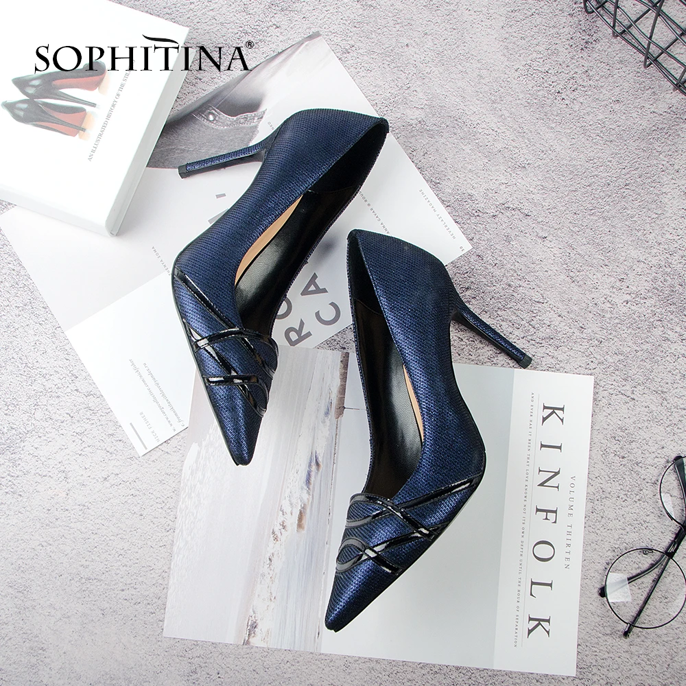 SOPHITINA 2019 Spring New High-quality Slip-on Pumps Sexy Pointed Toe Super High Heel Party Mature Fashion Female Shoes MC129