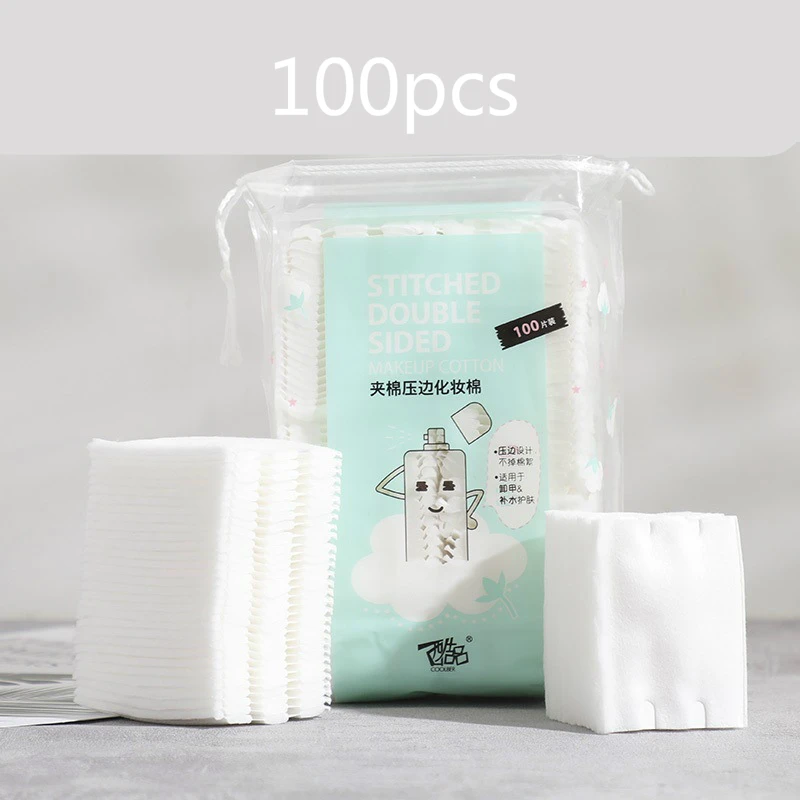 No Swarf Cotton Cosmetic Double-sided Quilted Remover Makeup Thick 100 PCS | Красота и здоровье