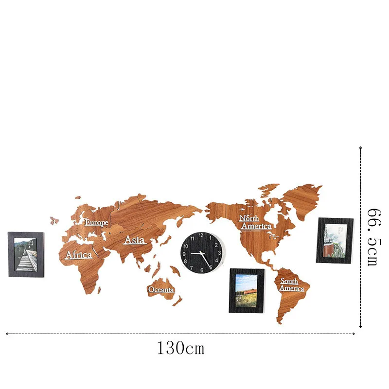 130 см деревянные карты мира цифровые настенные часы с 3 шт. фоторамка для гостиной декоративные DIY 3D большие размеры настенные часы - Цвет: 10