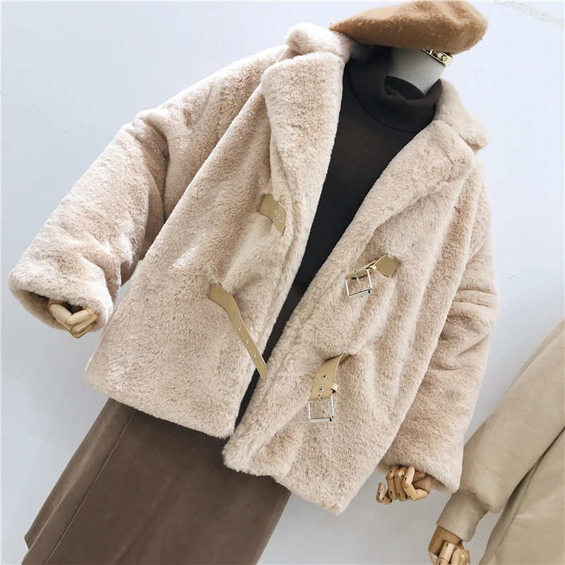 SexeMara/зимняя Новинка; пушистый теплый мех с пряжкой; мешковатий безрозмерный мех; пальто; куртка-парка в уличном стиле