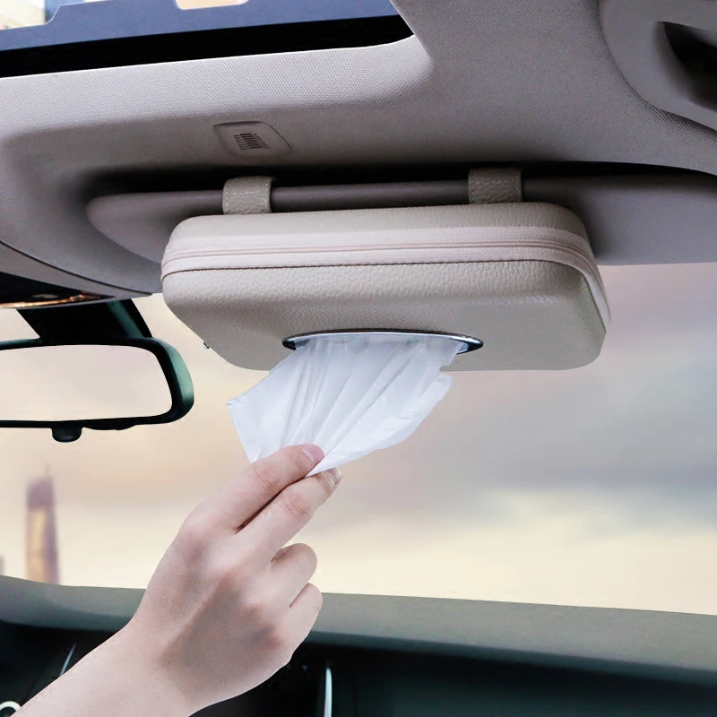 

Car-styling Sun Visor Tissue Paper Box Holder Automatic Case Tissue Case Baby Wipes Desig Stowing Tidying Auto Accessories
