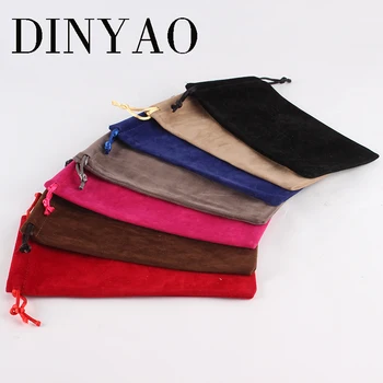 

20pcs/lot 9*18 cm manufacturer 7 colors custom logo print double side velvet drawstring pouch small packing Jewelry pouch bag