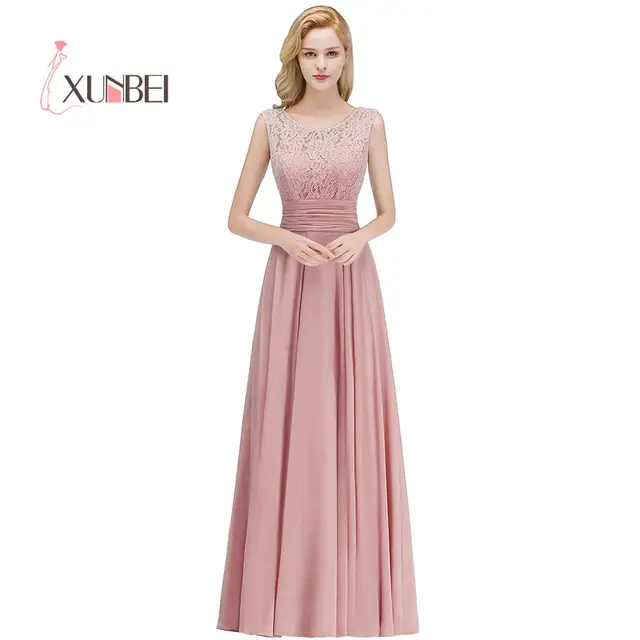 Aliexpress Vestido Dama De Honor Dusty Pink Lace Vestido Dama De Honor Dusty Pink Lace Bridesmaid Dresses Long 2018 Y Back Chiffon Prom