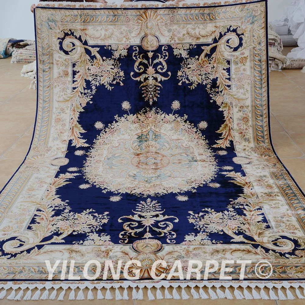 Buy Yilong 6.56'x9.84' hand knotted turkish rug dark blue vantage antique