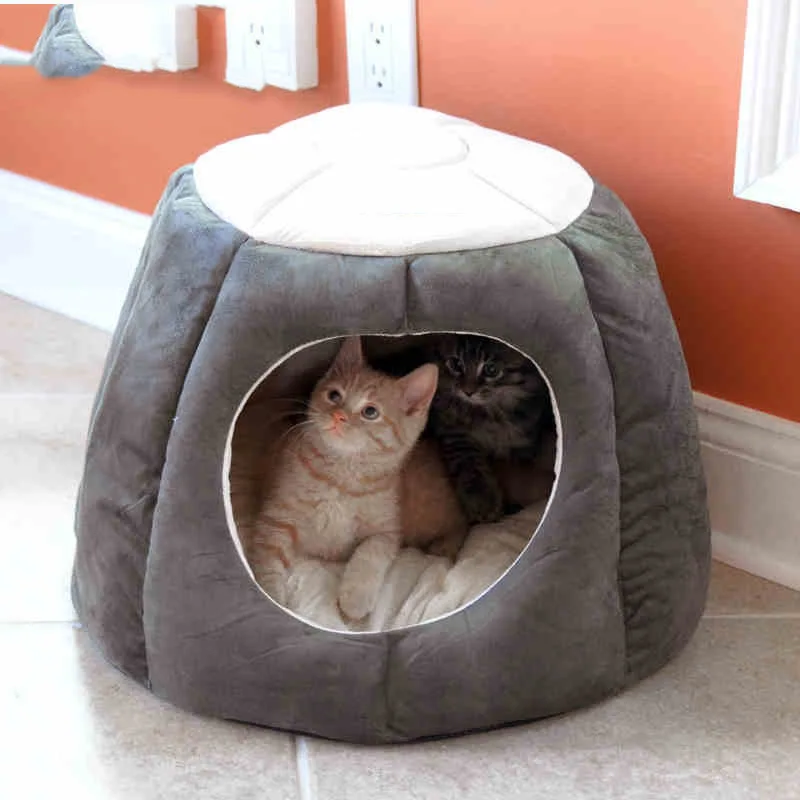 

Dog Beds Pet Dog Cat Tent House Winter Warm Mats Dirt-resistant Pet Bed Soft Yurt Bed with Double Sided Washable Cushion