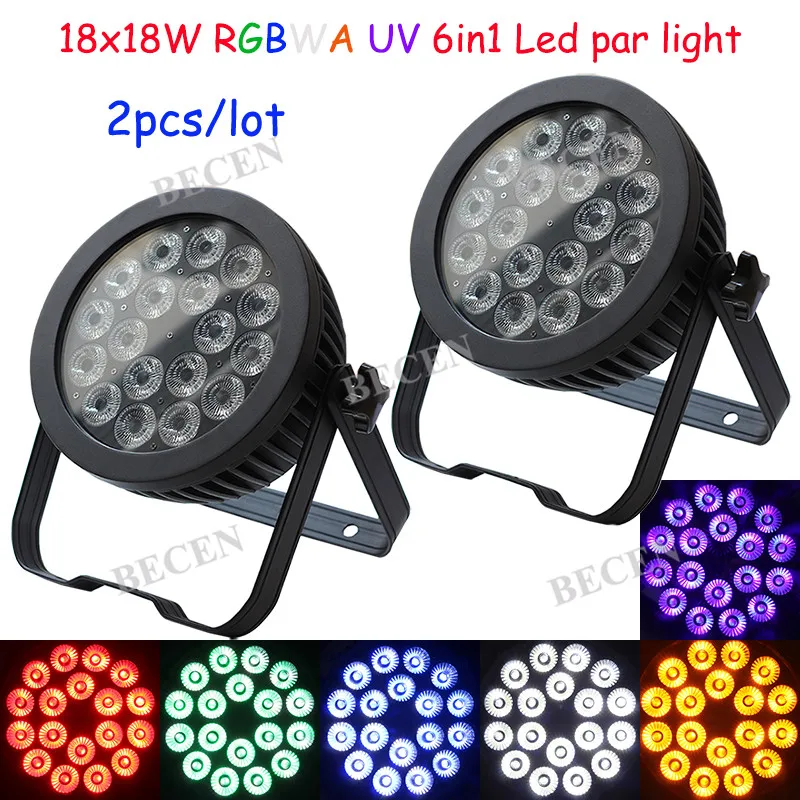 2 шт. 18x18 Вт RGBWA UV 6в1 led par light для внутреннего использования can с бесшумный
