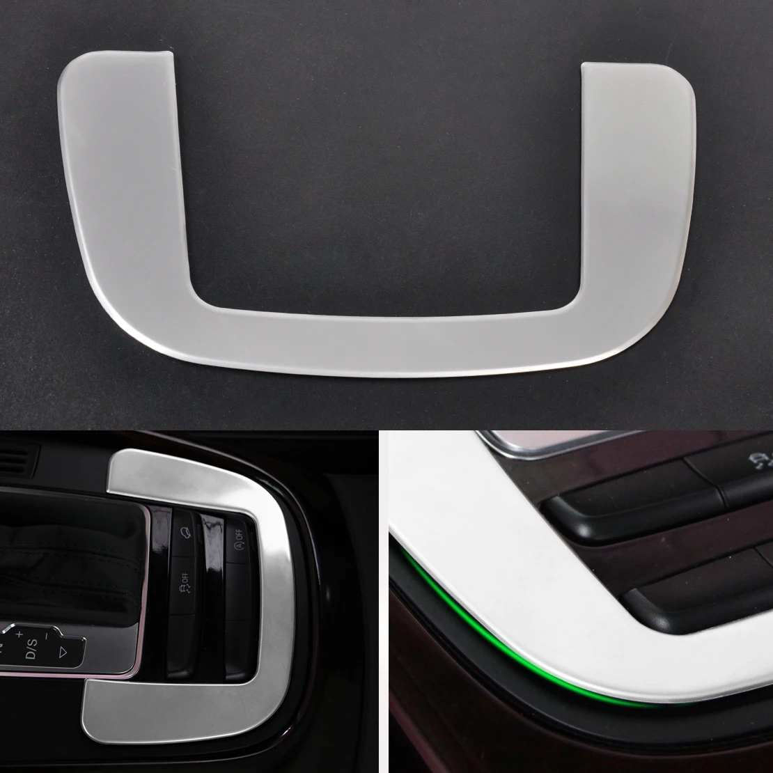 

beler 1pc Silver Car Interior Chrome Center Console Gear Shift Box Panel Strip Trim for Audi A4 A5 Q5 2012 2013 2014 2015 2016