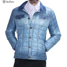 Hoffen модная дизайнерская весенняя куртка для мужчин s стеганые куртки с отложным воротником из джинсовой ткани водонепроницаемые мужские стеганые пальто MJ16W-1009