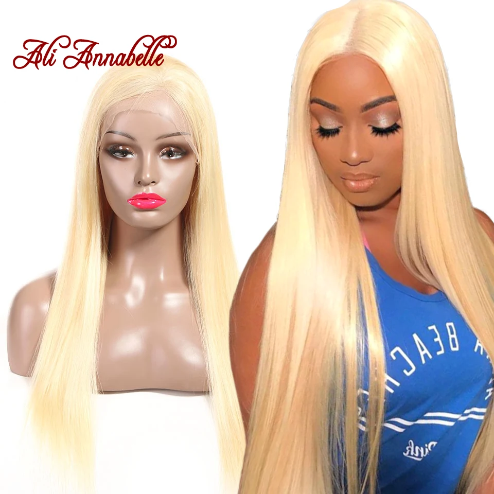 

ALI ANNABELLE 613 Brazilian Straight Lace Front Human Hair Wigs 13*6 Pre Plucked With Baby Hair 150% Density Blonde Remy Hair