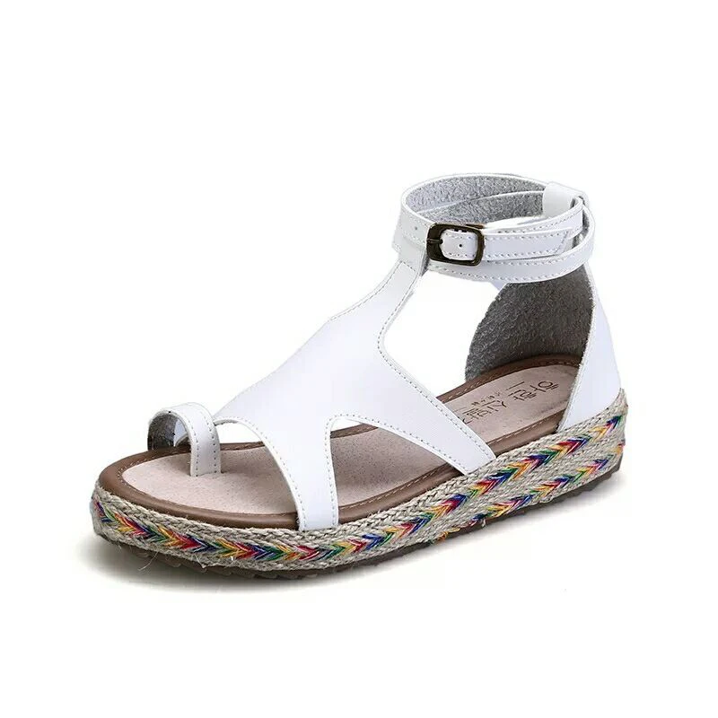

Women Comfy Platform Wedge Shoes Peep Toe Straw Sandals for Summer KH889