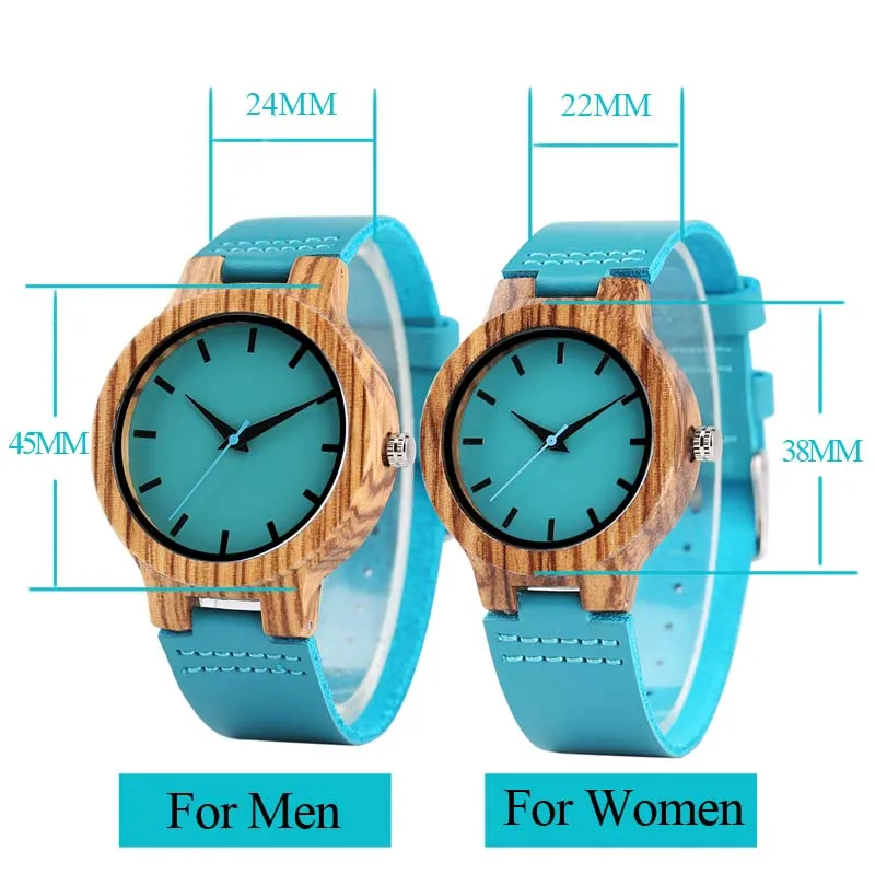 Роскошные Royal Blue Wood Watch Top Кварцевые Наручные Часы 100% Натуральный Бамбук