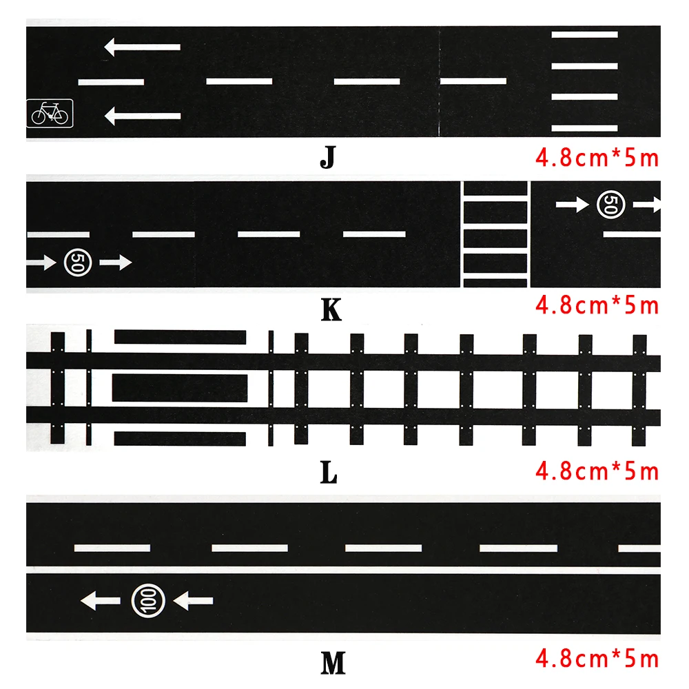 1/5PCs Creative Railway Road Tape Sticker Wide Traffic Adhesive Masking for Kids Study Signs Safety Education|Офисный скотч| |