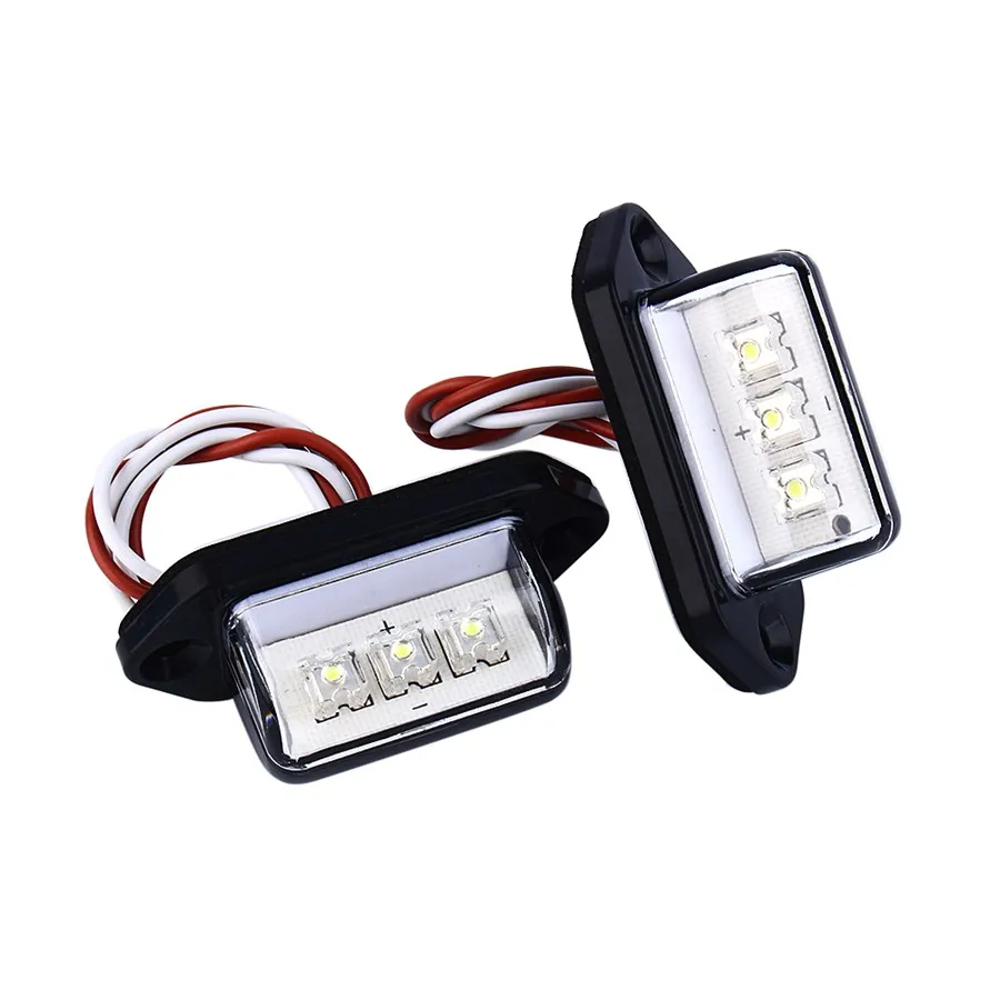 

1 Pair 12V 3LED Number Licence Plate Light Rear Tail Lamp Truck Trailer Lorry Auto Lights White Car Styling
