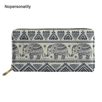 

Nopersonality Unique Elephant Print Leather Wallets for Women Casual Female Ladies Credit Card Holders Brand Travel Phone Bags