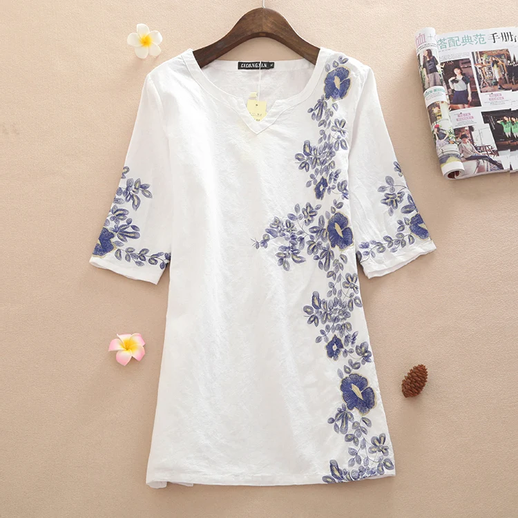

Summer women dress 2019 embroidery women vintage print one-piece casual dress spring women clothes women dresses plus size