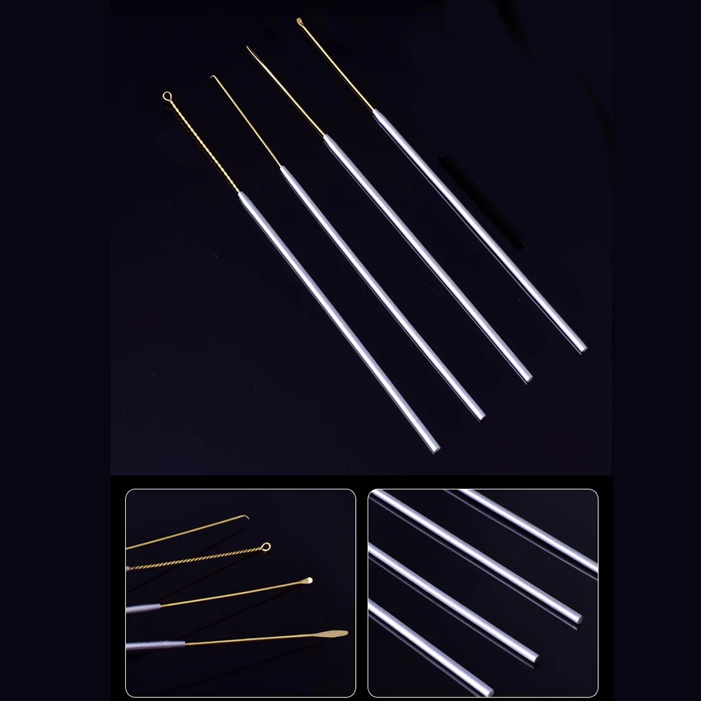 Set of 4pcs Copper Stainless Steel Ear Wax Pick Curette Earwax Removal Picker Earpick Cleaner Tool Kit For Kids Adults Home 3