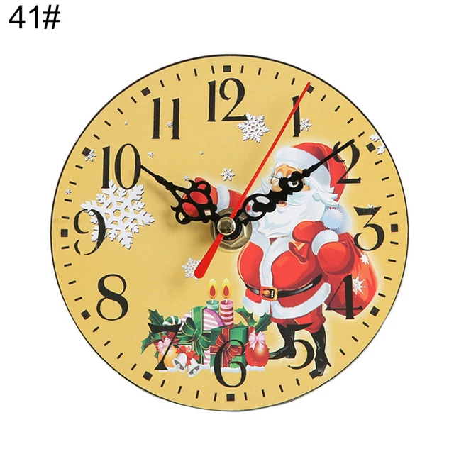 Vintage Round Christmas Tree Santa Claus Wall Clock Home Bedroom Decoration Christmas Wall Clock