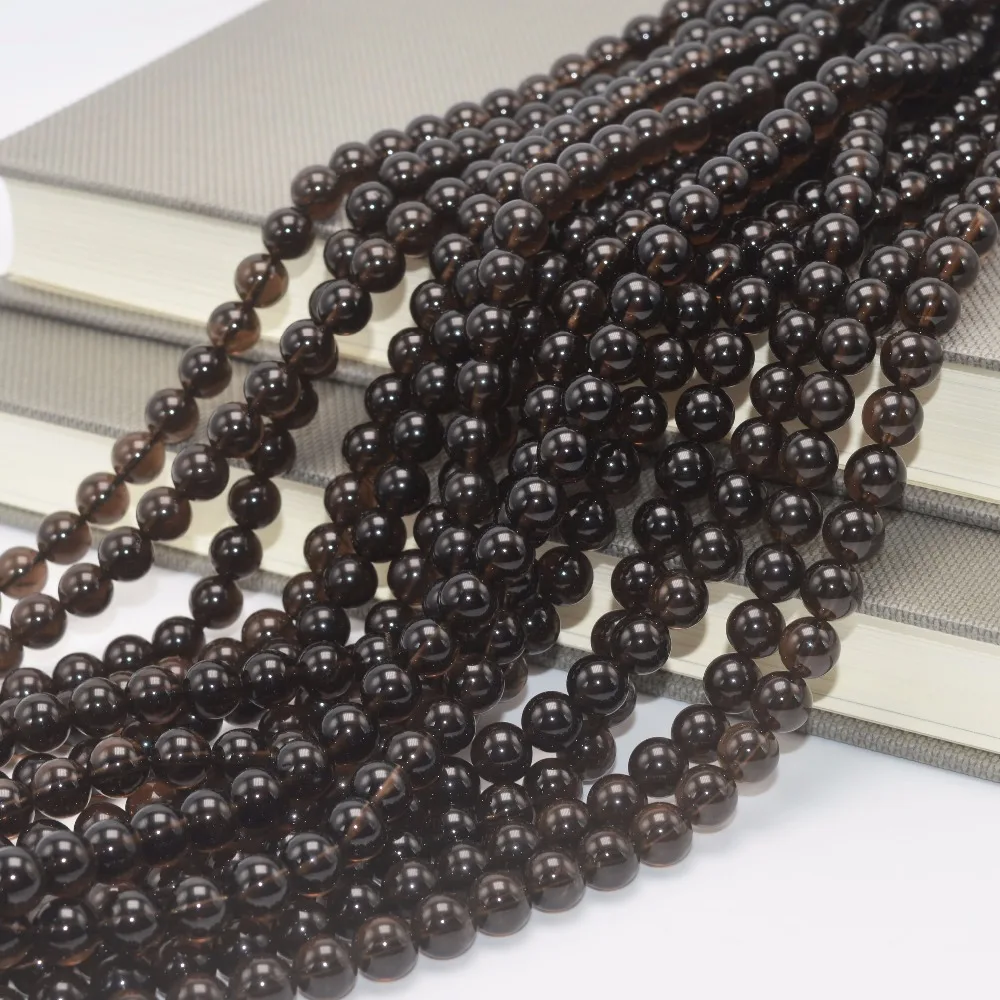 

Natural Lighter Dark Material Brazil Morion Quartz Loose Round Beads 8mm