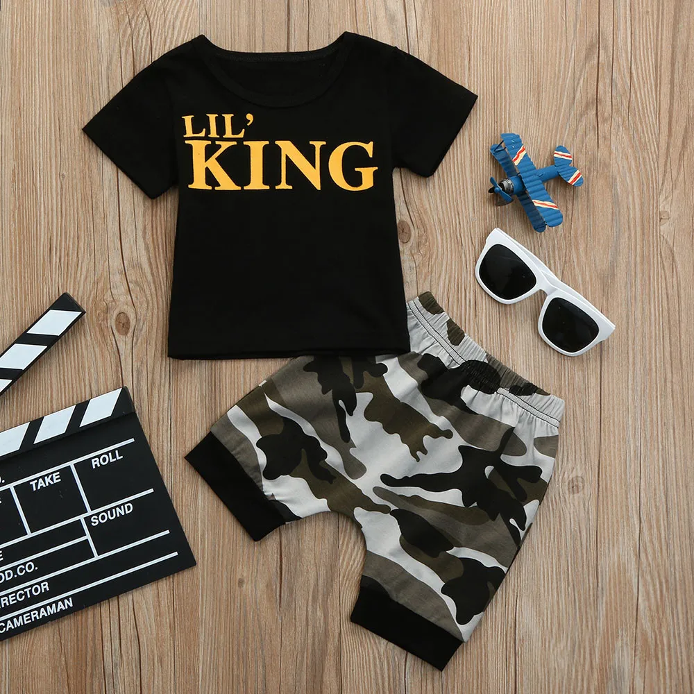 

Kids Clothes Children Clothing Set Toddler Kids Baby Boys Letter T shirt Tops+Camouflage Shorts Outfits Clothes Set 15