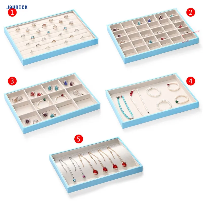 

JAVRICK Jewelry Tray Display Case Showcase Necklace Rings Bracelet Stackable Organizer
