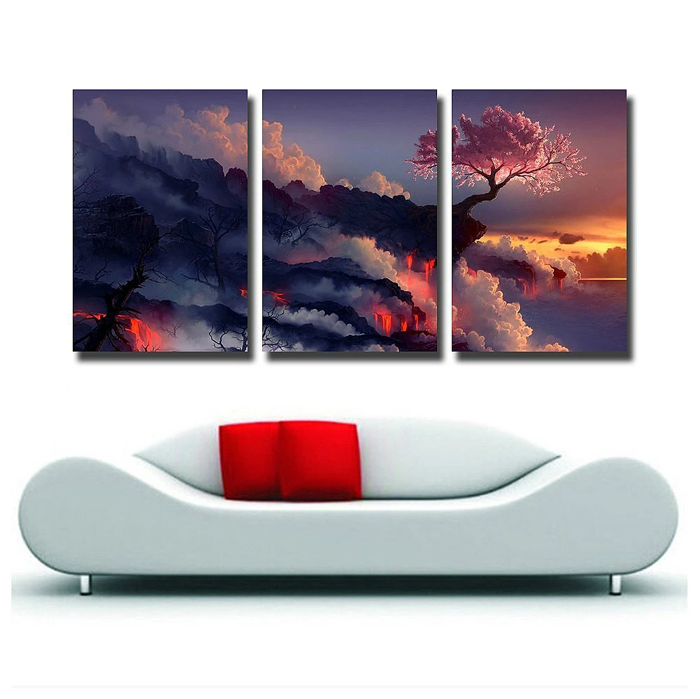 Gift Photo Magic Cherry Tree in Volcanoes Canvas Prints No Frame Modern Wall Art Painting Artwork for Room Home Decor 16X24inch