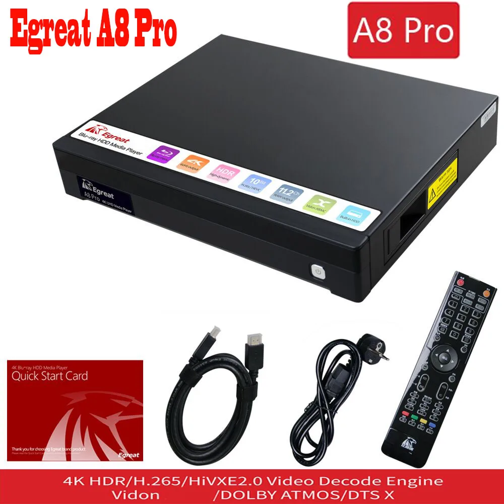 Egreat A8 Pro 4K UHD HDD медиаплеер Поддержка Blu-Ray привод 3D Movie Play DTS& Dolby NSS 3,5 ''HDD SATA лоток Android 7,0 tv Box - Цвет: Egreat A8 Pro only