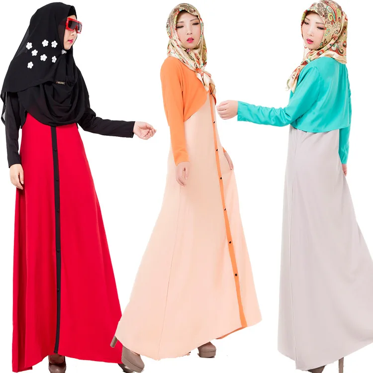 Абаи мусульманское платье с длинным рукавом Дубай Макси Абаи jalabiya Исламской Женщины подбора цвета