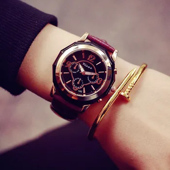 

Fashion Luxury Large Dial Multiple Colors for Chioces Women Quartz Leather Strap Watch Arabic Numeral Horloges Relogio Feminino