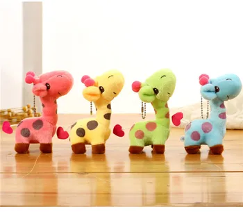 

Color Deer Plush Toys Keychain Cute Dot Giraffe Soft Stuffed Animals Dolls Key Bag Pendants 40pcs/lot 12cm