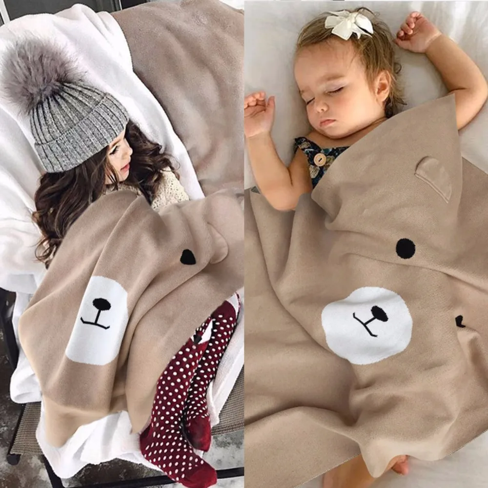 Puseky для новорожденных Детские Одеяло вяжет пеленка для младенцев одеяло с мишками детские постельные принадлежности, покрывала Bebes