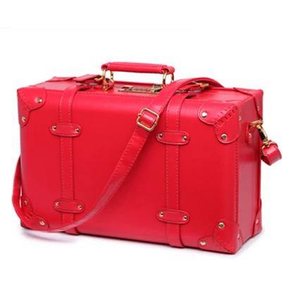 Китайский красный модный винтажный чемодан высокого качества PU дорожные сумки женские короткие расстояния путешествия шоппинг рюкзак - Цвет: 18inch size