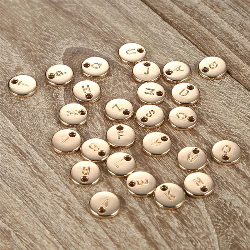 

10Pcs/lot Mix Round Silver Gold Color Alloy Alphabet A-Z Letter Tag Charms Stamp Initial Charms For Diy Jewelry Making