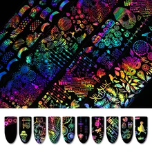 10 шт 4*20 см Фольга для ногтей голографическая Роза панда бабочка Одуванчик огненный дизайн ногтей переводная наклейка сделай сам для УФ-геля