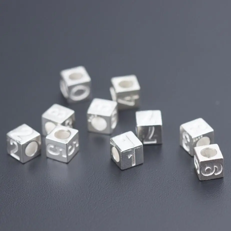 

925 Sterling Silver Number Cubes DIY Charm For Bracelet A2113