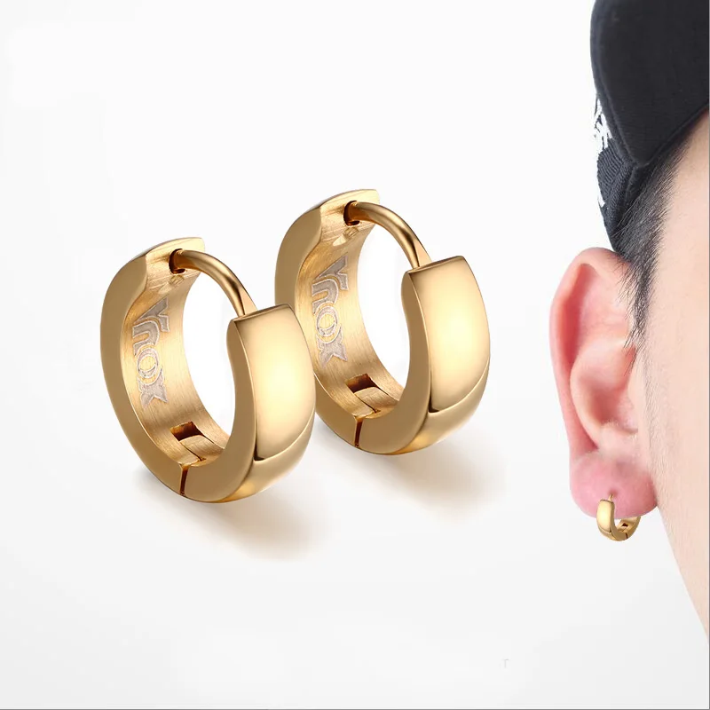 

Mprainbow Fashion Gold Color Earrings Punk Rock Stainless Steel Earrings For Women Hot Sale Earrings Vnox EH-114